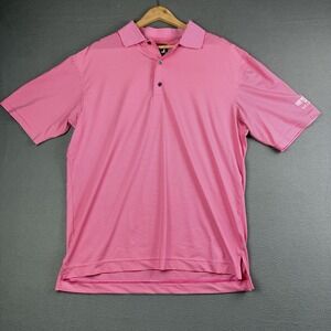 Footjoy Pink White Striped Golf Performance‎ Polo Men's Large Rattle Snake Point